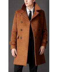Lyst - Burberry Doublebreasted Virgin Wool Alpaca Coat in Brown for Men