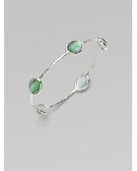 Ippolita | Metallic Wonderland Mint Mother-of-pearl, Clear Quartz & Sterling Silver Station Five-stone Doublet Bangle Br | Lyst