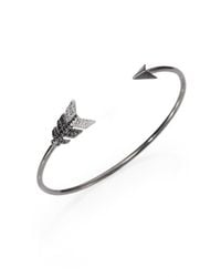Jade Jagger | Metallic Black and White Diamond and Sterling Silver Small Arrow Bracelet | Lyst