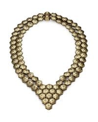 Giles & Brother | Metallic Textured Hexagon Bib Necklace | Lyst