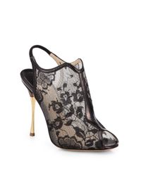 Nicholas Kirkwood | Black Lace Open Toe Slingback Bootie | Lyst