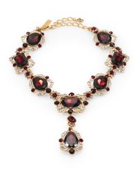 Oscar de la Renta | Red Teardrop Crystal Medallion Necklace | Lyst