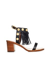 Valentino | Brown Rockstud Feather Print T-Strap Pump | Lyst
