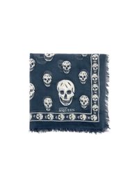 Alexander McQueen | Blue Chiffon Skull Scarf | Lyst