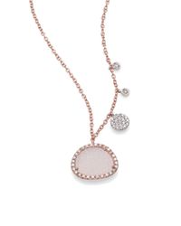 Meira T | Pink Druzy, Diamond & 14k Rose Gold Pendant Necklace | Lyst