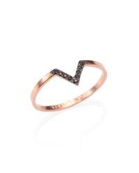 Zoe Chicco | Metallic Diamond & 14k Rose Gold Chevron Ring | Lyst