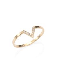 Zoe Chicco | Metallic Diamond & 14k Yellow Gold Chevron Ring | Lyst