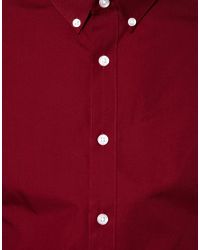 red silk button down shirt mens