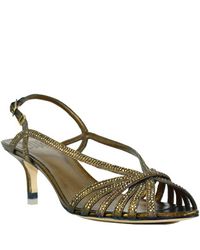 Pelle Moda | Metallic Leather Rhinestone Slingback Sandal | Lyst