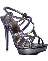 Pelle Moda | Metallic Leather Rhinestone Platform Sandal | Lyst
