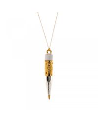 Lulu Guinness | Metallic Gold Silver Pencil Charm Necklace | Lyst