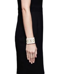 Valentino | White Rockstud Wide Leather Bracelet | Lyst
