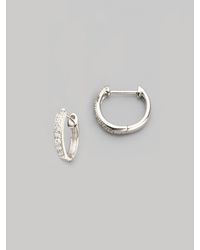 Jude Frances | Metallic Diamond & 18k White Gold Hoop Earrings/0.5 | Lyst