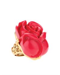 Oscar de la Renta | Red Resin Rose Ring | Lyst