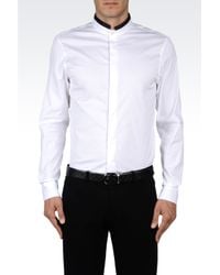 Emporio Armani | White Poplin Shirt with Concealed Buttons for Men | Lyst