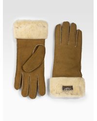 UGG | Brown Shearling Turn-cuff Gloves | Lyst