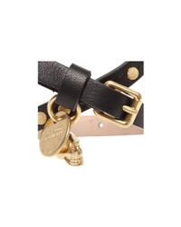Alexander McQueen | Black Leather Double Wrap Skull Bracelet | Lyst