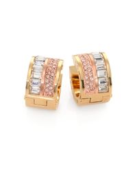 Michael Kors | Metallic Baguette Pave Twotone Huggie Earrings | Lyst