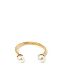 Delfina Delettrez Metallic Double Pearl Gold Cuff Ring