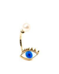 Delfina Delettrez | Blue Singular Gold Enamel and Pearl Eye Earring | Lyst