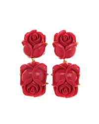 Oscar de la Renta | Multicolor Flower Earrings: Burgundy | Lyst
