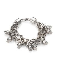 Alexander McQueen | Metallic Skull Charm Multi-Row Chain Bracelet/Silvertone | Lyst