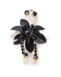 Marni | Black Rhinestonedetailed Doll Brooch | Lyst
