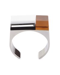 Ferragamo - Metallic Silver Color Block Lucite Cuff - Lyst