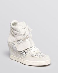 Ash Lace Up Wedge Sneakers Cool Mesh in White | Lyst