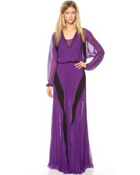 Jean paul gaultier Long Sleeve Maxi Dress in Purple | Lyst