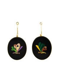 Simon Teakle | Black Antique Pietra Dura Earrings with Inlay Of Multi Stone Butterfly | Lyst