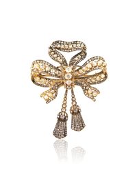 Simon Teakle | Metallic Antique Diamond Bow Brooch | Lyst