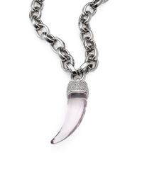 Michael Kors | Metallic Pave Horn Pendant Necklace | Lyst