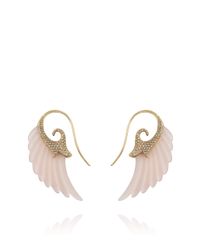 Noor Fares | Pink Exclusive Wing Earrings with 18k Gold and Rose Agate | Lyst