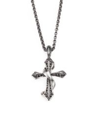 Stephen Webster | Metallic Sterling Silver Black Sapphire Cross Pendant Necklace | Lyst