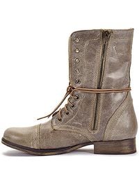 Steve Madden | Brown Troopa - Stone Leather Combat Boot | Lyst