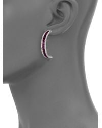 Judith Leiber | Purple Tara Crystal Hoop Earrings2 Inches | Lyst