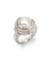 Judith Ripka | Multicolor 12mm White Mabe Pearl White Sapphire Sterling Silver Ring | Lyst