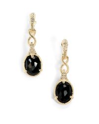 Judith Ripka | Black Onyx Diamond 14k Yellow Gold Infinity Drop Earrings | Lyst