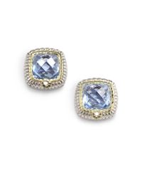 Judith Ripka | Metallic Blue Quartz Diamond Sterling Silver Stud Earrings | Lyst
