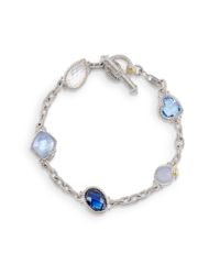 Judith Ripka | Multicolor Multistone Sterling Silver And 18k Yellow Gold Link Bracelet | Lyst