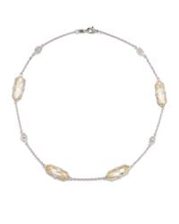 Judith Ripka | White Sapphire Yellow Stone Sterling Silver Link Necklace | Lyst