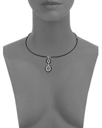 Charriol | Diamond 18k White Gold Blackened Stainless Steel Doublering Necklace | Lyst