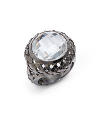 Slane | White Topaz Blackened Sterling Silver Basketweave Ring | Lyst