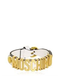 Moschino | Metallic Grained Leather Bracelet | Lyst