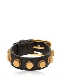 Saint Laurent | Black Studded Leather Cuff Bracelet | Lyst