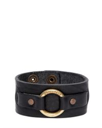 DSquared² | Black Leather Metal Ring Bracelet for Men | Lyst