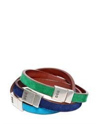 DSquared² | Green Three Multicolor Logo Leather Bracelets for Men | Lyst