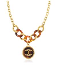Just Cavalli - Gray Nature Medallion Stainless Steel Women's Necklace - Lyst