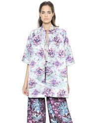 Mary Katrantzou | Purple Floral Printed Cotton Blend Coat | Lyst